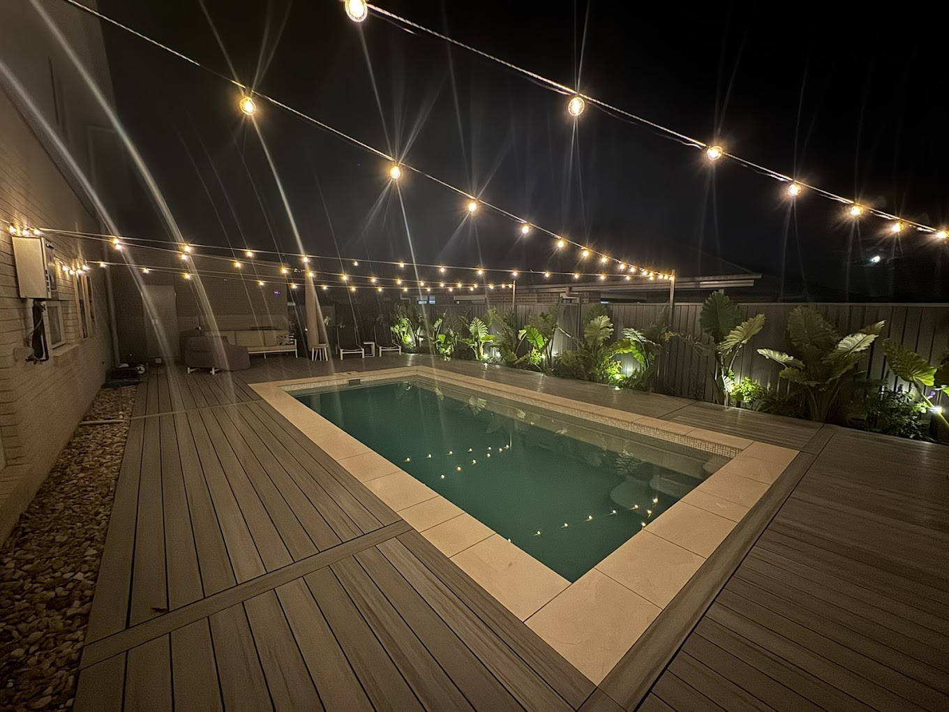 Festoon-Lit Courtyard Pool